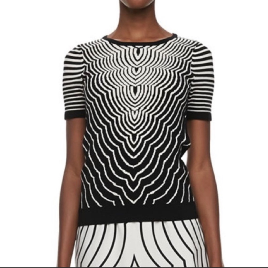 Marc By Marc Jacobs Black & White Psychedelic Knit Top